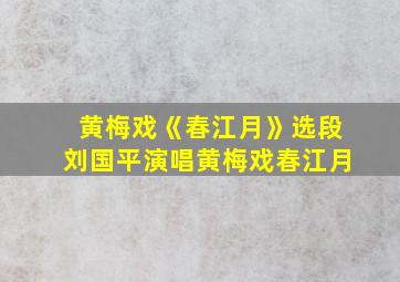 黄梅戏《春江月》选段刘国平演唱黄梅戏春江月