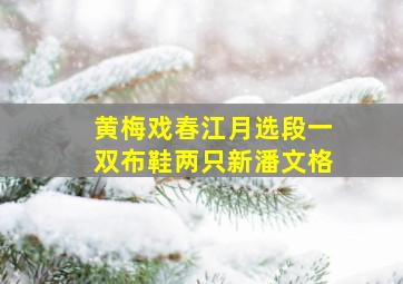 黄梅戏春江月选段一双布鞋两只新潘文格