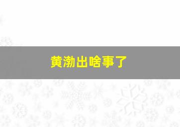 黄渤出啥事了