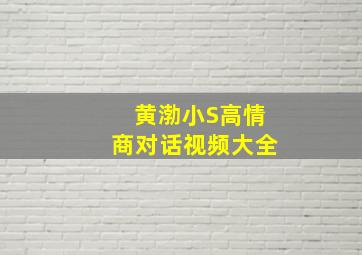 黄渤小S高情商对话视频大全