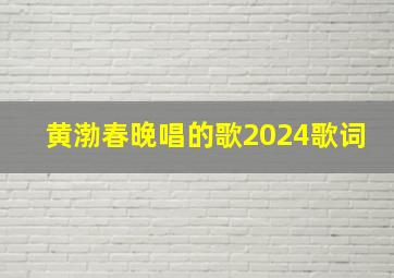 黄渤春晚唱的歌2024歌词