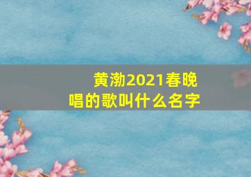 黄渤2021春晚唱的歌叫什么名字