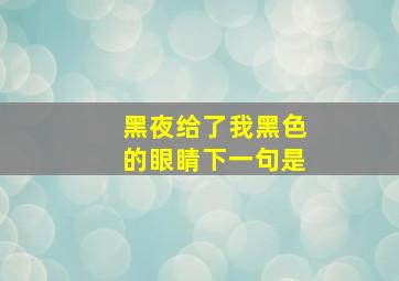 黑夜给了我黑色的眼睛下一句是