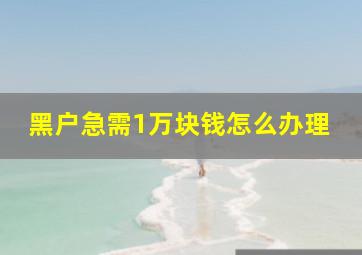 黑户急需1万块钱怎么办理