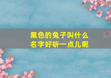 黑色的兔子叫什么名字好听一点儿呢