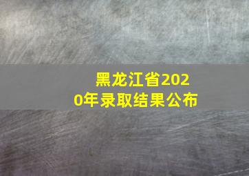 黑龙江省2020年录取结果公布