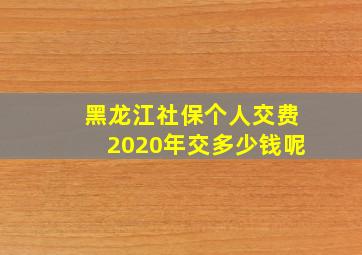 黑龙江社保个人交费2020年交多少钱呢