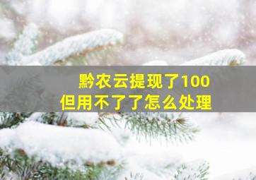 黔农云提现了100但用不了了怎么处理