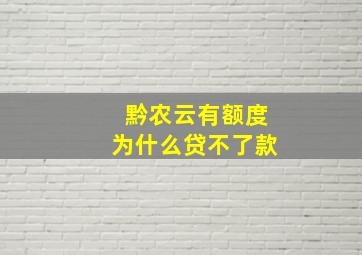 黔农云有额度为什么贷不了款