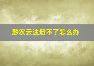 黔农云注册不了怎么办