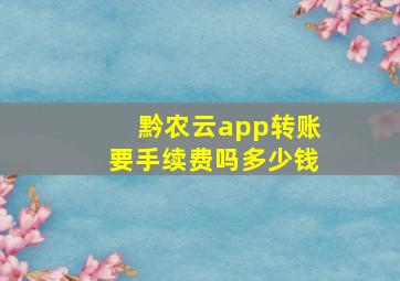 黔农云app转账要手续费吗多少钱