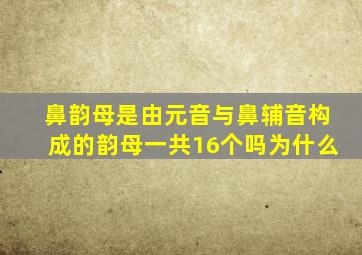 鼻韵母是由元音与鼻辅音构成的韵母一共16个吗为什么