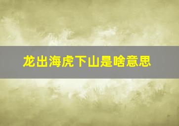 龙出海虎下山是啥意思