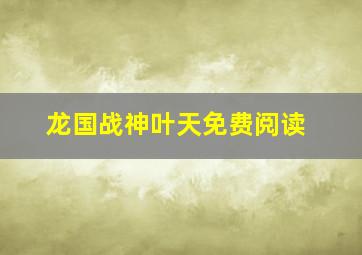 龙国战神叶天免费阅读