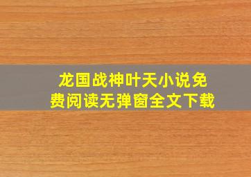 龙国战神叶天小说免费阅读无弹窗全文下载