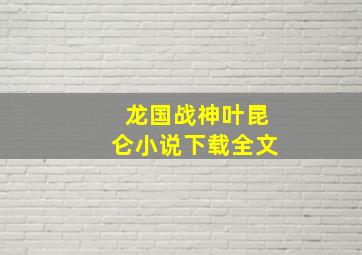 龙国战神叶昆仑小说下载全文