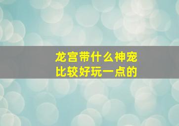 龙宫带什么神宠比较好玩一点的