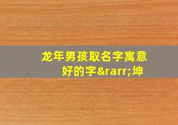 龙年男孩取名字寓意好的字→坤