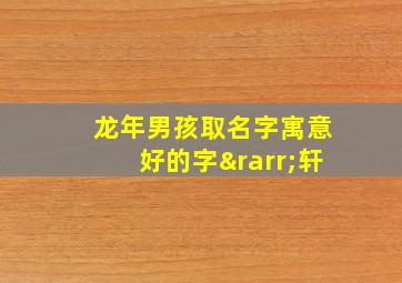 龙年男孩取名字寓意好的字→轩