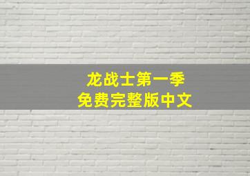 龙战士第一季免费完整版中文