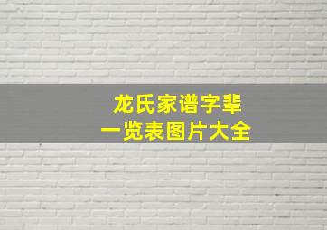 龙氏家谱字辈一览表图片大全