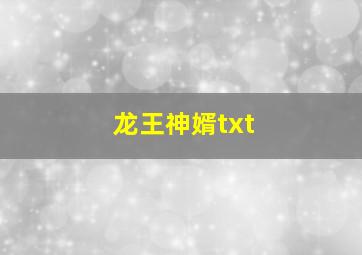 龙王神婿txt