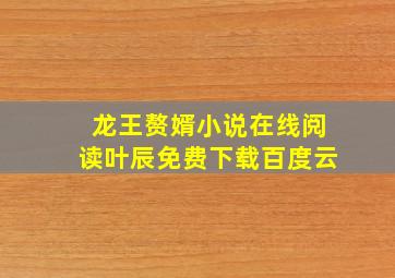 龙王赘婿小说在线阅读叶辰免费下载百度云