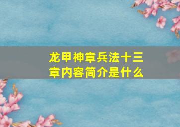 龙甲神章兵法十三章内容简介是什么