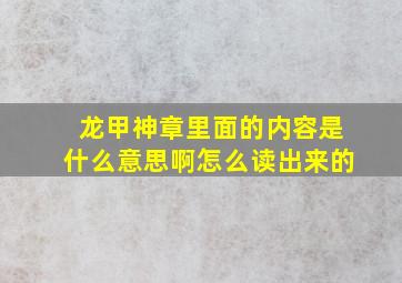 龙甲神章里面的内容是什么意思啊怎么读出来的