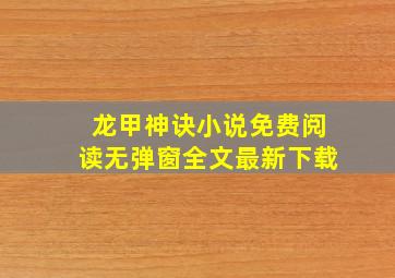 龙甲神诀小说免费阅读无弹窗全文最新下载