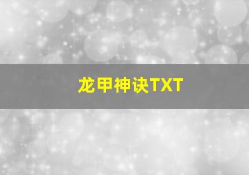 龙甲神诀TXT