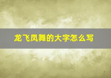 龙飞凤舞的大字怎么写