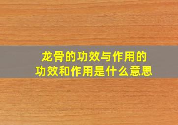 龙骨的功效与作用的功效和作用是什么意思