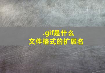 .gif是什么文件格式的扩展名