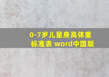 0-7岁儿童身高体重标准表 word中国版