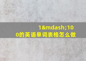 1—100的英语单词表格怎么做