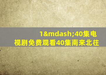 1—40集电视剧免费观看40集南来北往