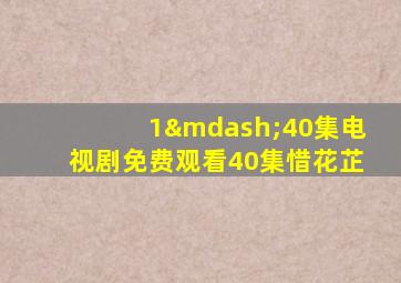 1—40集电视剧免费观看40集惜花芷