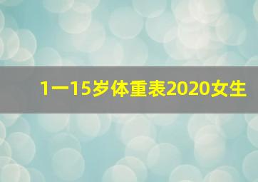 1一15岁体重表2020女生