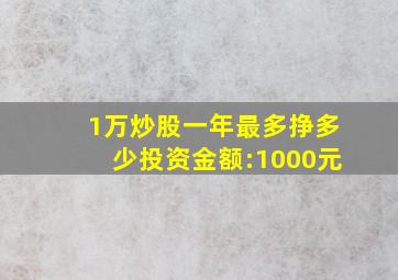 1万炒股一年最多挣多少投资金额:1000元