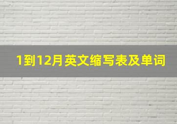 1到12月英文缩写表及单词