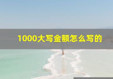 1000大写金额怎么写的