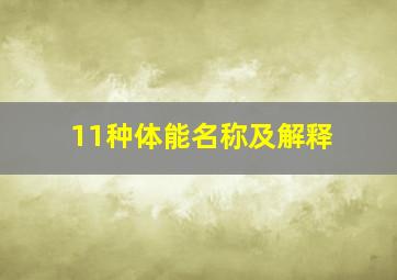 11种体能名称及解释