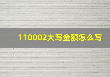 110002大写金额怎么写