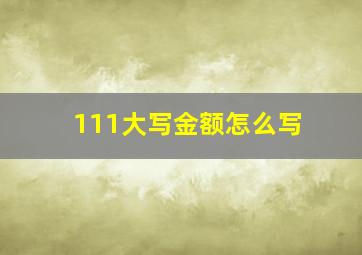 111大写金额怎么写