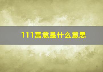 111寓意是什么意思