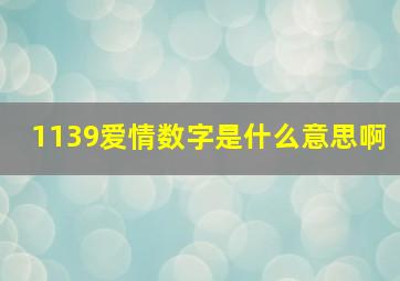 1139爱情数字是什么意思啊