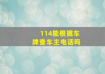 114能根据车牌查车主电话吗