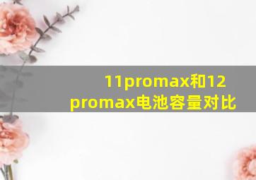 11promax和12promax电池容量对比