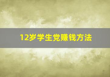 12岁学生党赚钱方法